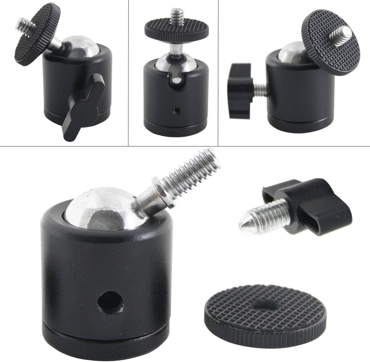 EXMAX 360 1/4 2 Pack Degree Swivel Mini Tripod Ball Head with Screw Thread Base for DSLR Camera Camcorder LED Light