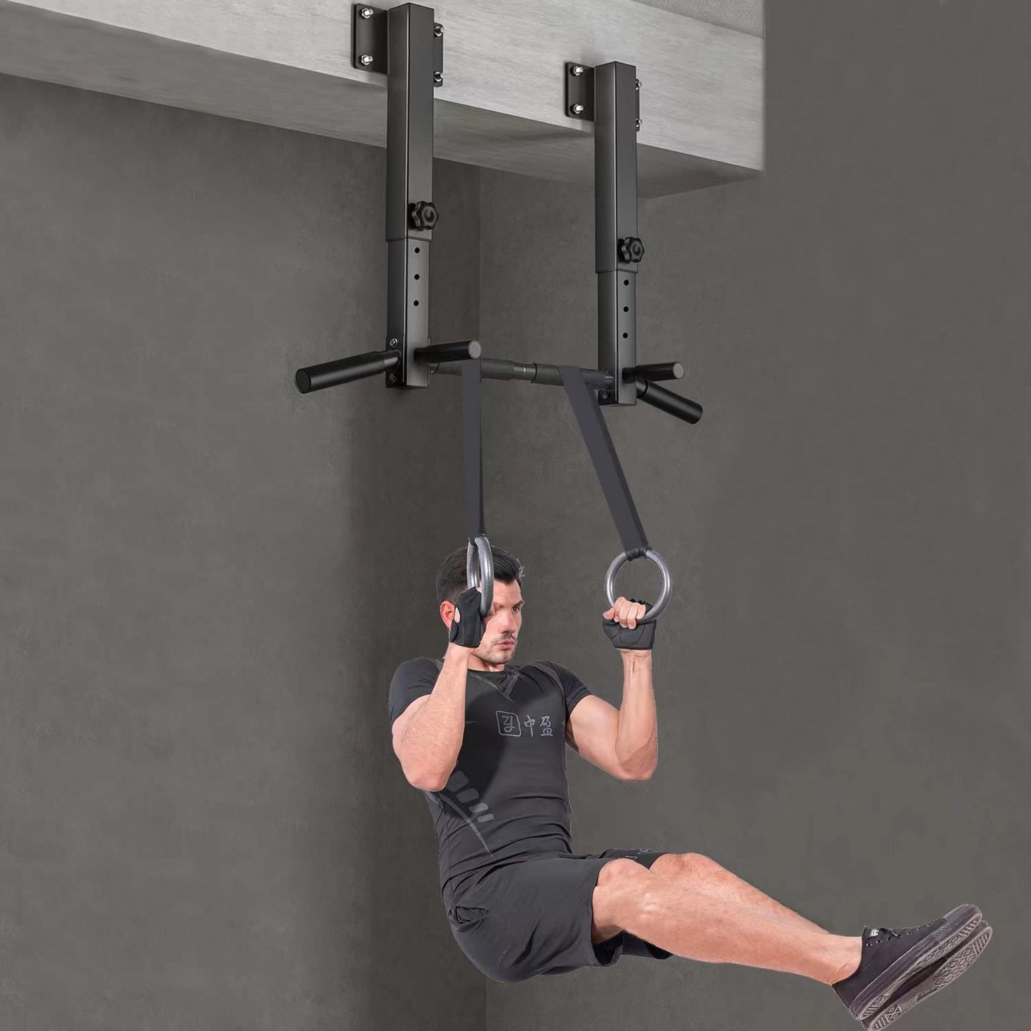 Wall Mount Pull Up Bar, Joist Mount Pull Up Bar, Beam and Rafter Mounted Chin Up Bar for Home Gym With Wood Mount and Wall Mount Screws (Black1)