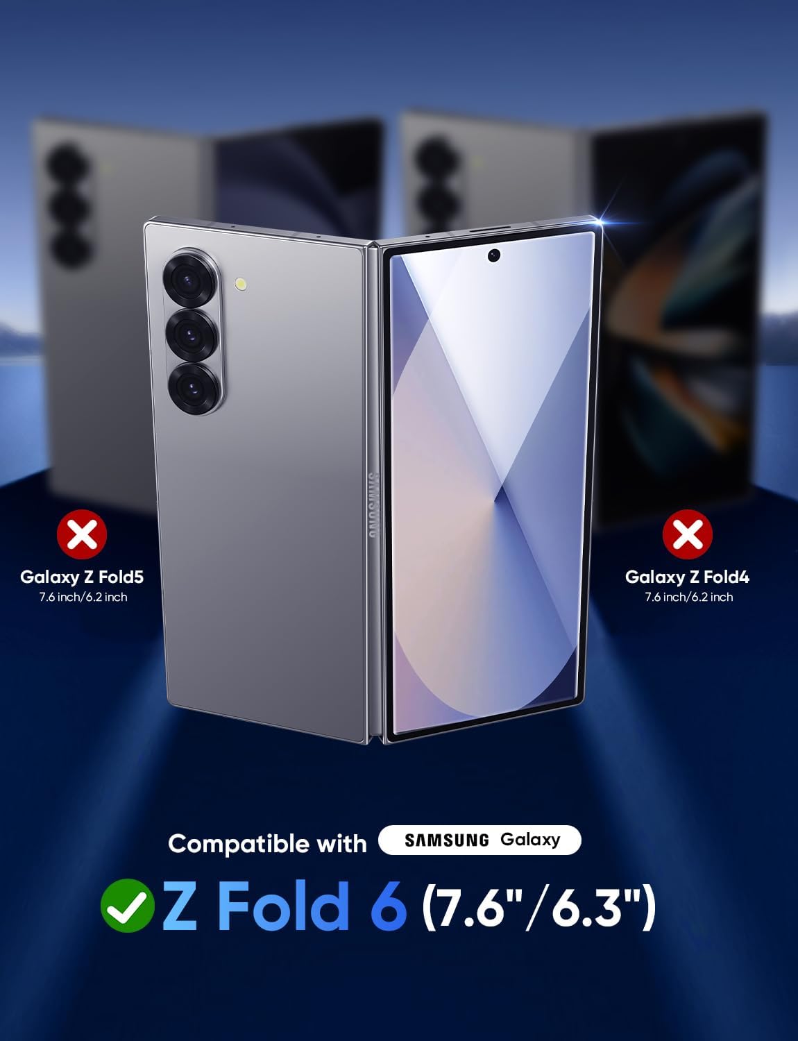 6 2 Pack MAGIC JOHN for Samsung Galaxy Z Fold Screen Protector [Not Glass], Inner Flexible PET Film & Front Film
