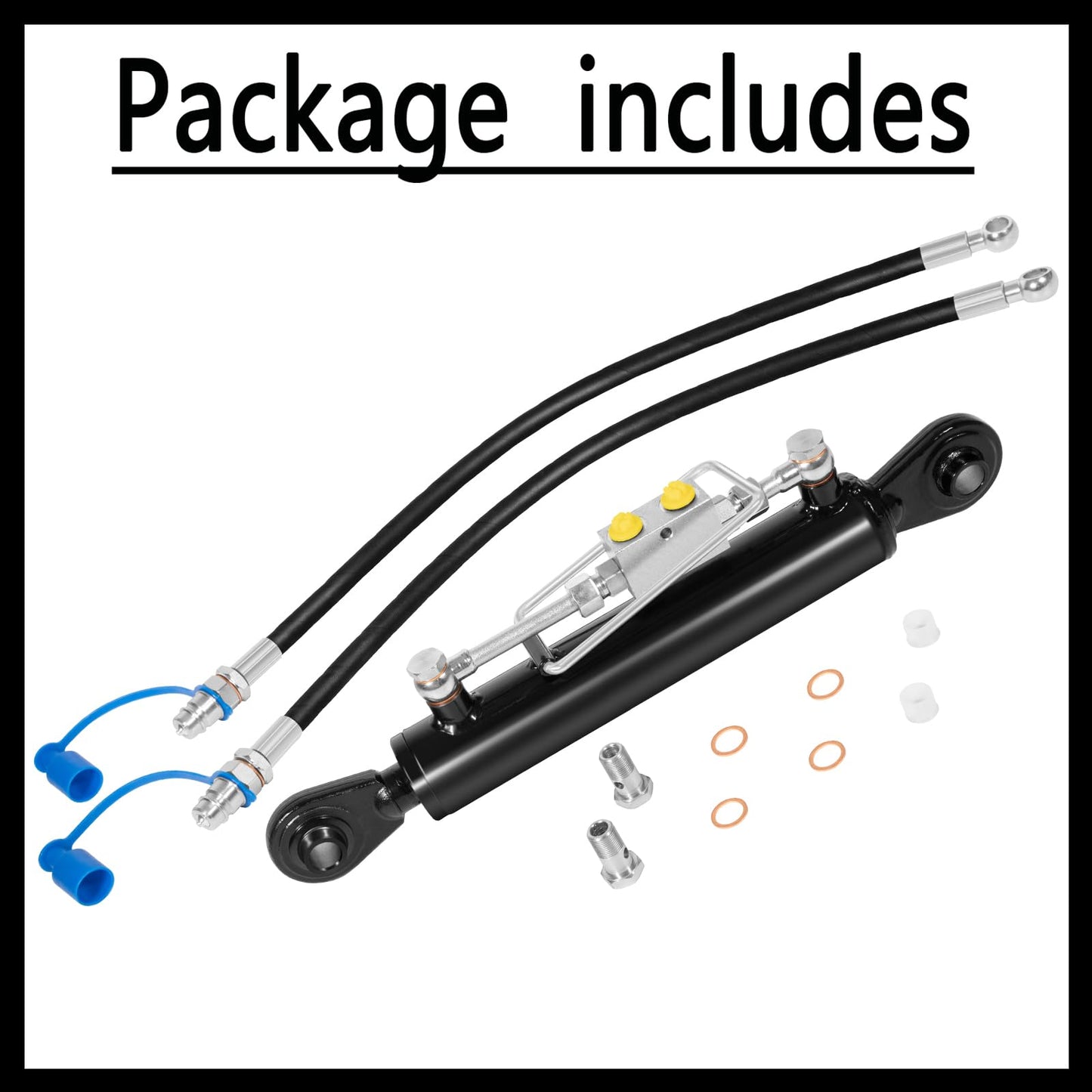 Hydraulic Top Link Cat. 1-1 18 1/8” – 26 3/8” with Locking Block and 2 x Hoses，SPH320032 for Tractor Excavators and Class 1& 2 Equipment