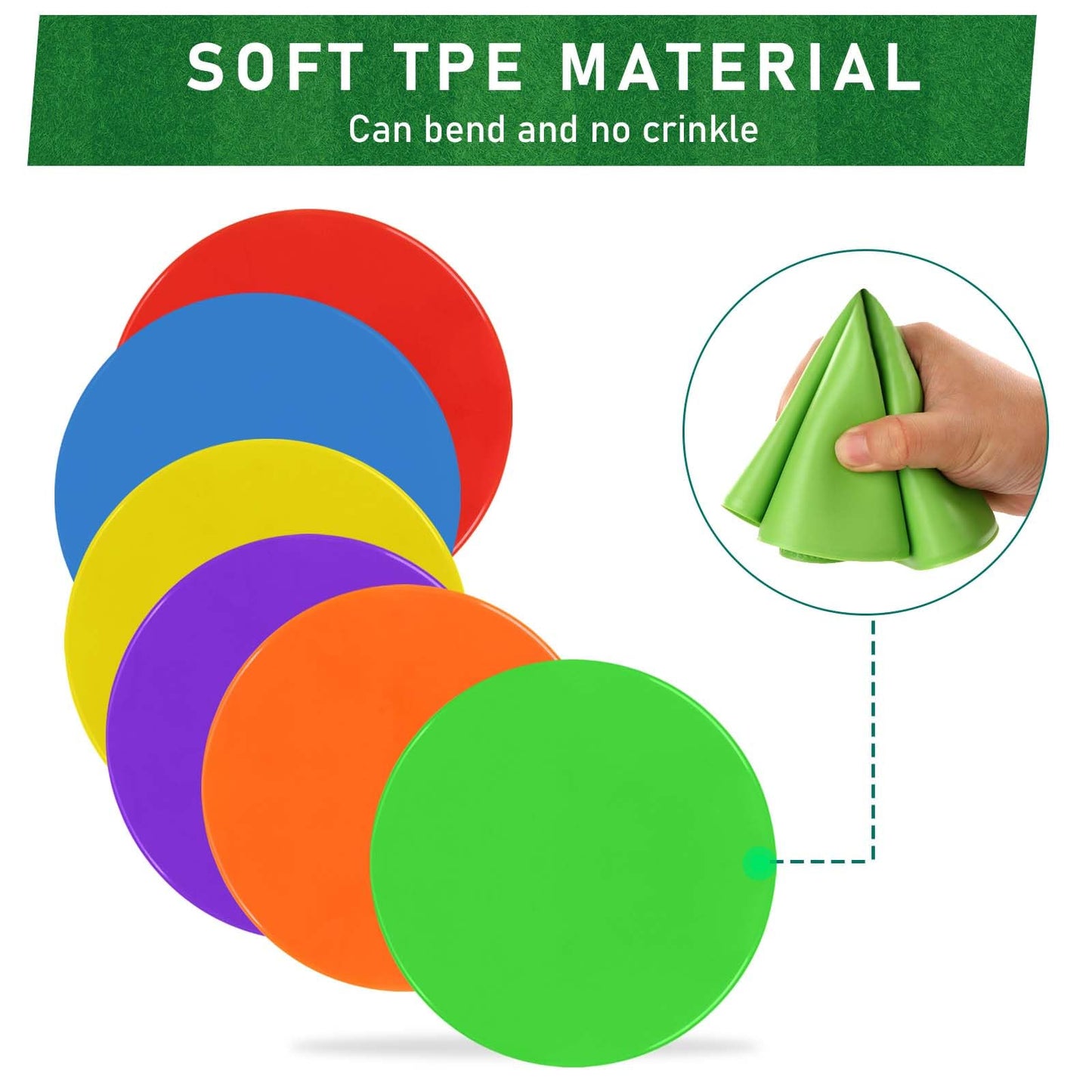 ZIECE 60 Pcs Poly Spot Markers Non-Slip Rubber Floor Dots for Gym, Flat Cones Agility Markers Poly Dots for Gym Floor Spot Markers for Sports Soccer Basketball Speed Agility Training Dance Classroom