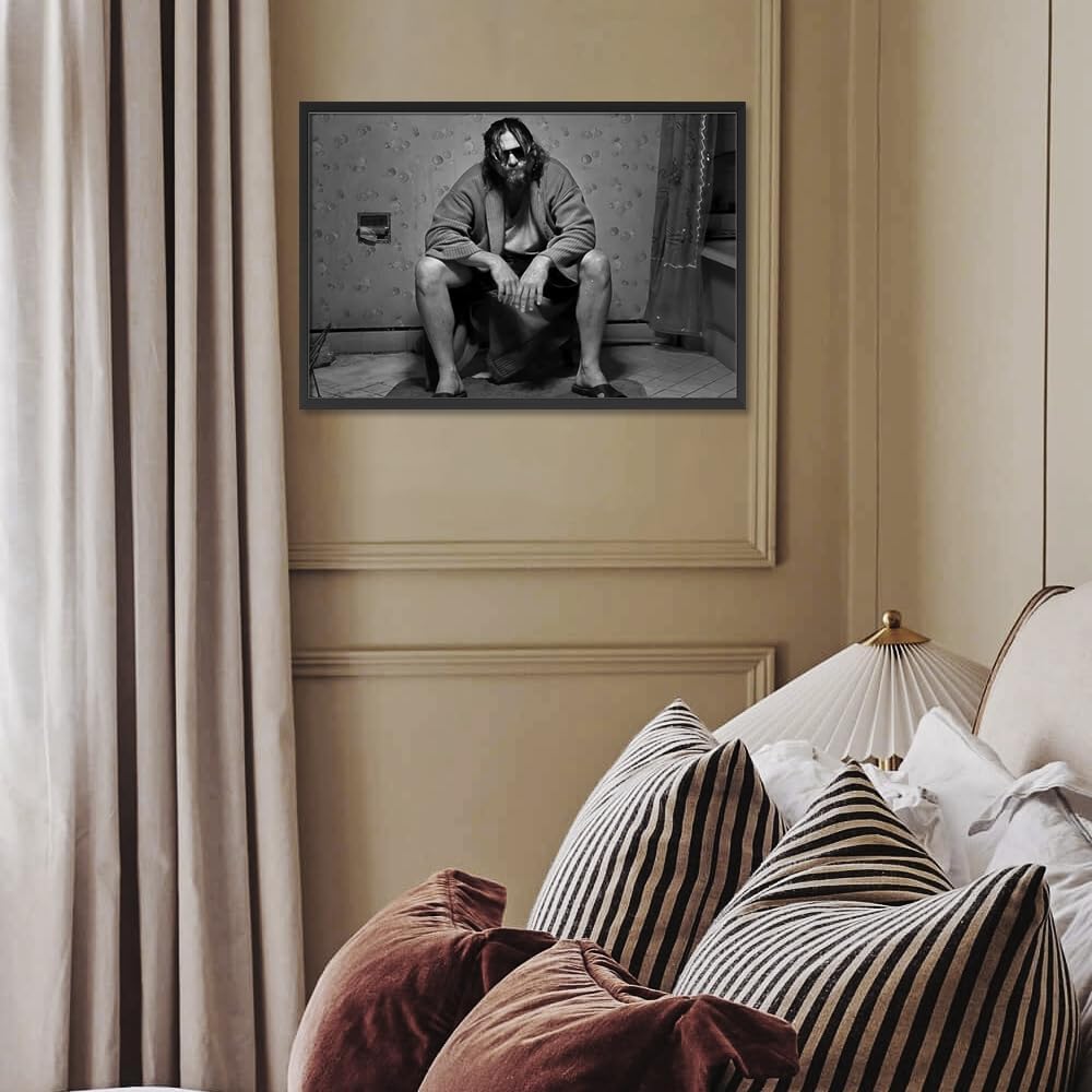 Quarut Funny Bathroom Wall Art - Humorous Black and White Movie Poster Canvas Print | Toilet Decor