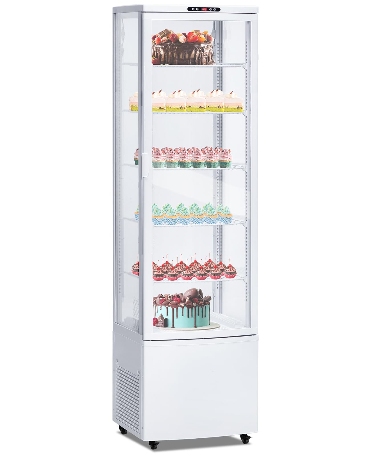 SierraSquad 10.9 Cu.ft Commercial Display Refrigerator Case, Refrigerator Pastry Display Case with Adjustable Shelves, LED Lighting & Auto Defrost, Double-Layered Glass, for Bakery, Cafe, Restaurant
