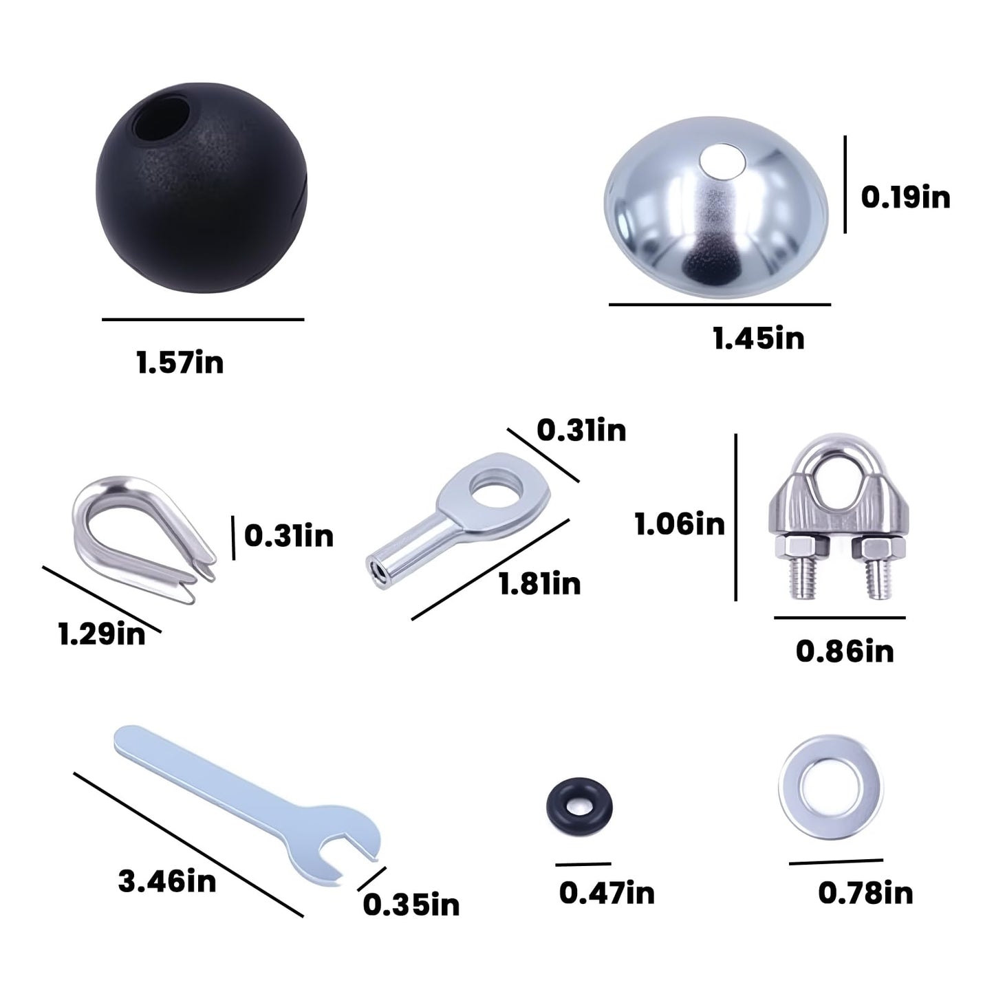 Gym Machine Cable Accessories Set, 5mm/6mm Cable Ball Stopper with Interface Port, Wire Rope Joint & Replacement Parts for Home Fitness Equipment