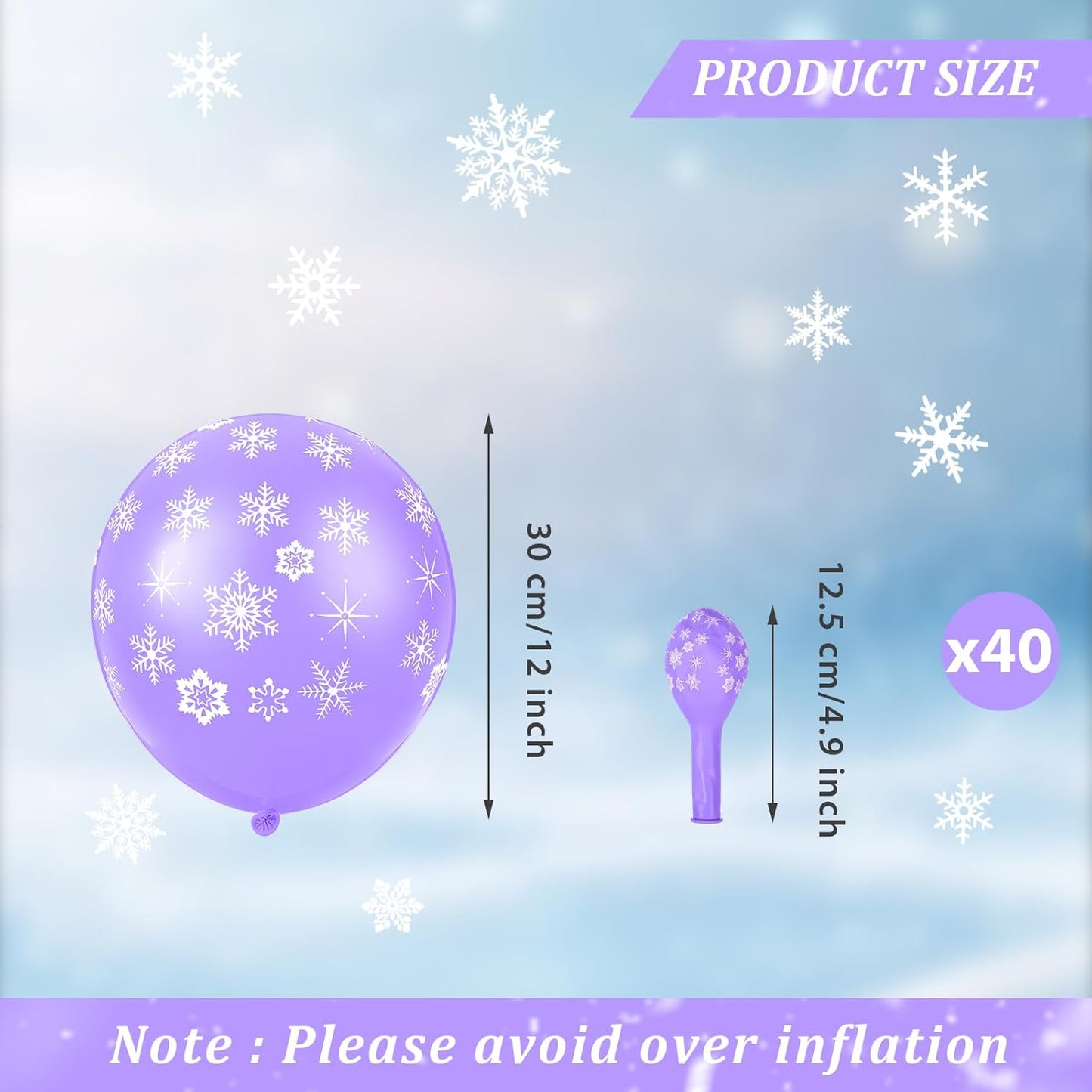 Skylety Snowflake Balloons - 40 Pack Transparent Latex for Christmas & Winter Parties | Macaron Purple