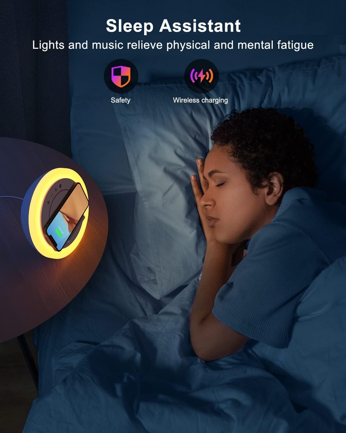 Swarmir Bluetooth Speaker Night Lights, Wireless Charging Kids Speaker, Color Changing Modern Bluetooth Lamp,Teenage