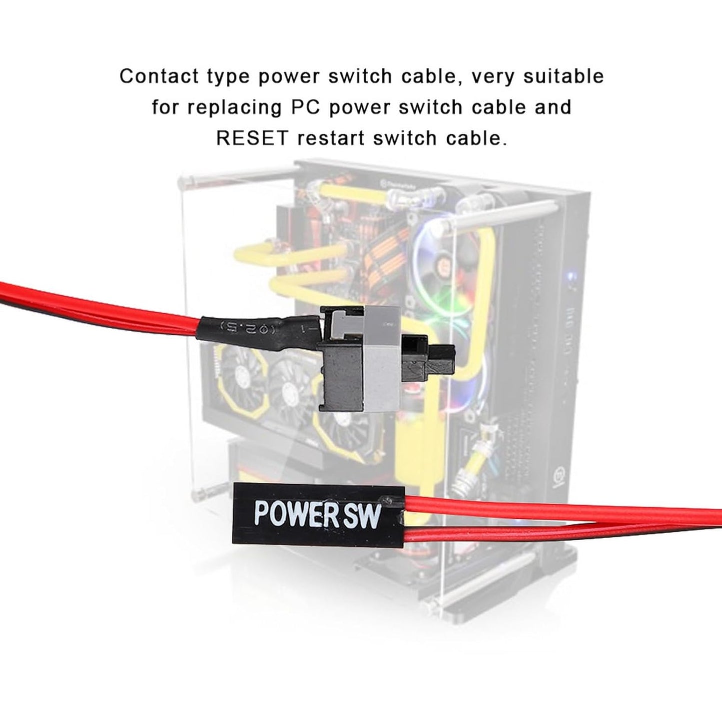 Reset 2Pin PC Power, PC Passthrough Motherboard Power, Jumper Switch for ATX Chassis, Power Switch Cable for PC