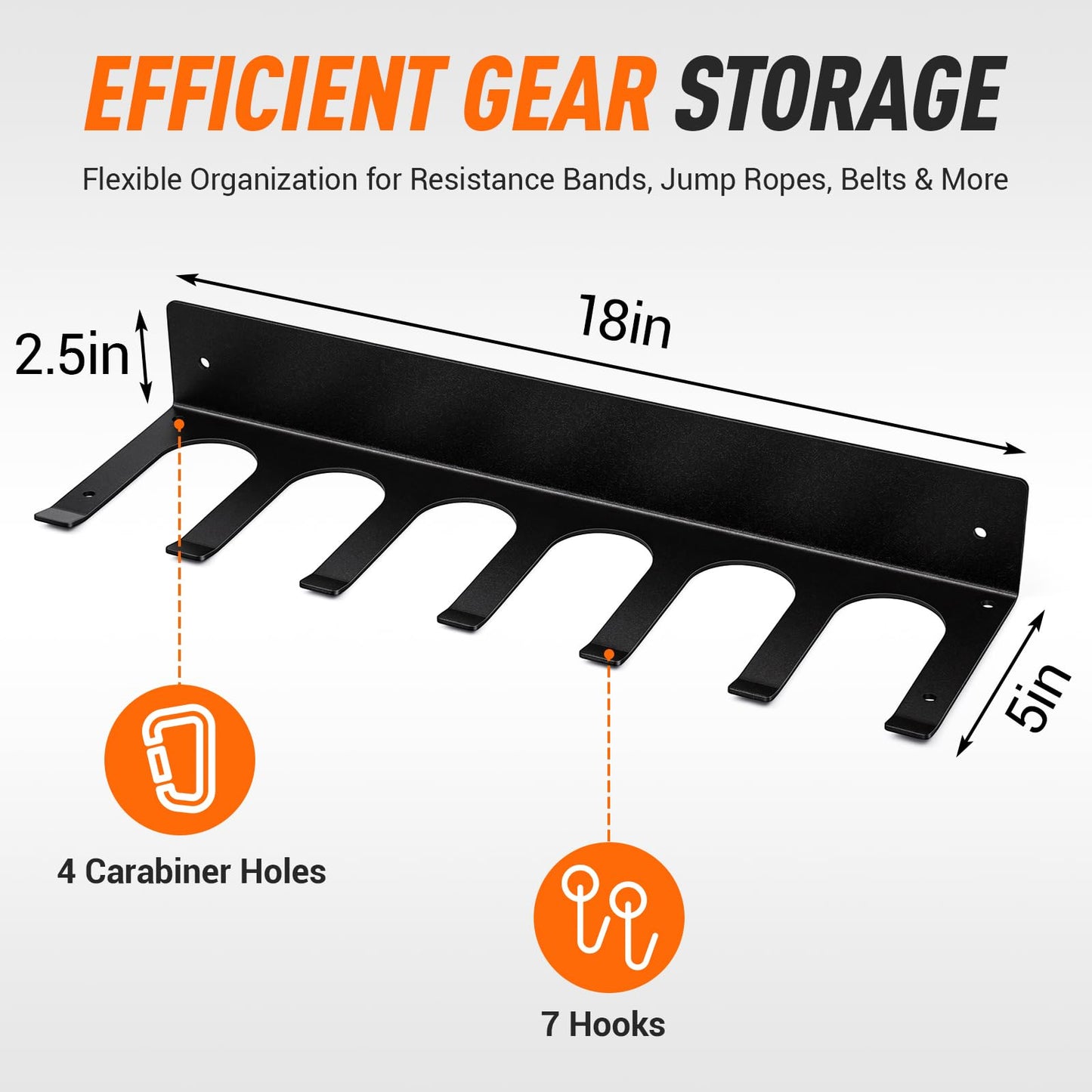 Chumia Gym Rack Organizer Wall Mounted Heavy Duty Fitness Equipment Storage Rack for Resistance Bands, Jump Ropes, Lifting Belts, Barbell, Space Saving Garage Home Gym Exercise Accessories Hanger