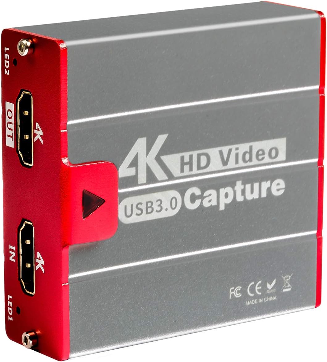 Mirabox USB3.0 4K 1080P 60FPS PS4 HDMI Video Capture Card, HD Game Capture Device Cam Link with HDMI Passthrough Work