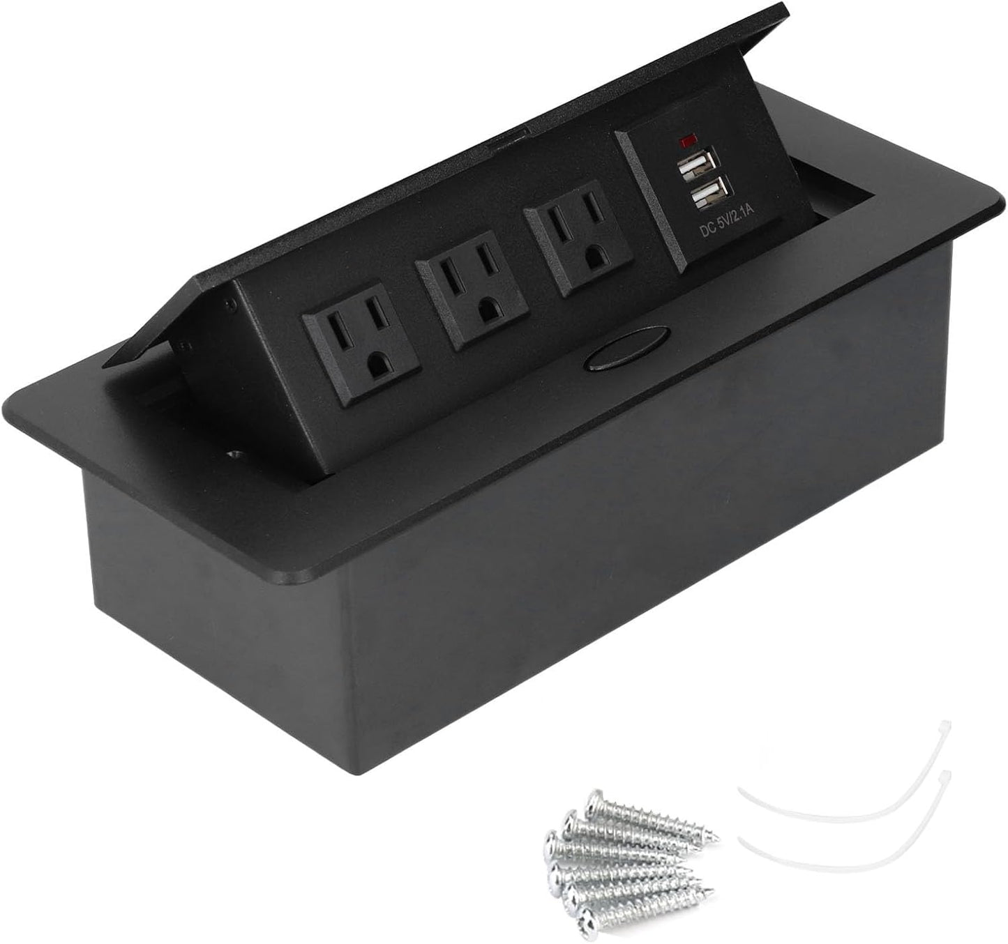 Wisoqu Recessed Power Strip, Slow Opening Power Socket with USB Charging Ports, Furniture Hidden Charging Station