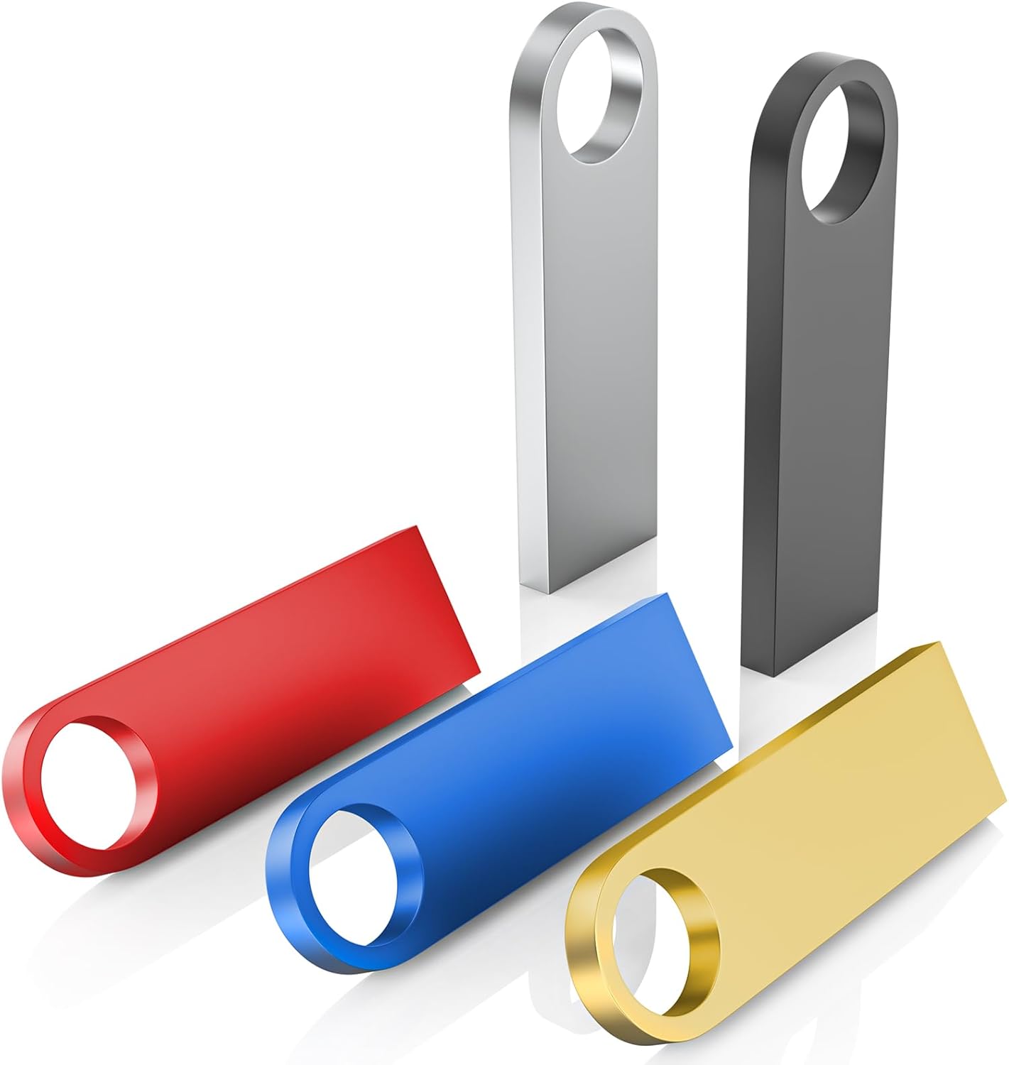 Wooolken 5 Pack 8GB 2.0 USB Flash Drive with Keychains, Sleek Metal USB Thumb Drives Memory Stick for PC Laptop