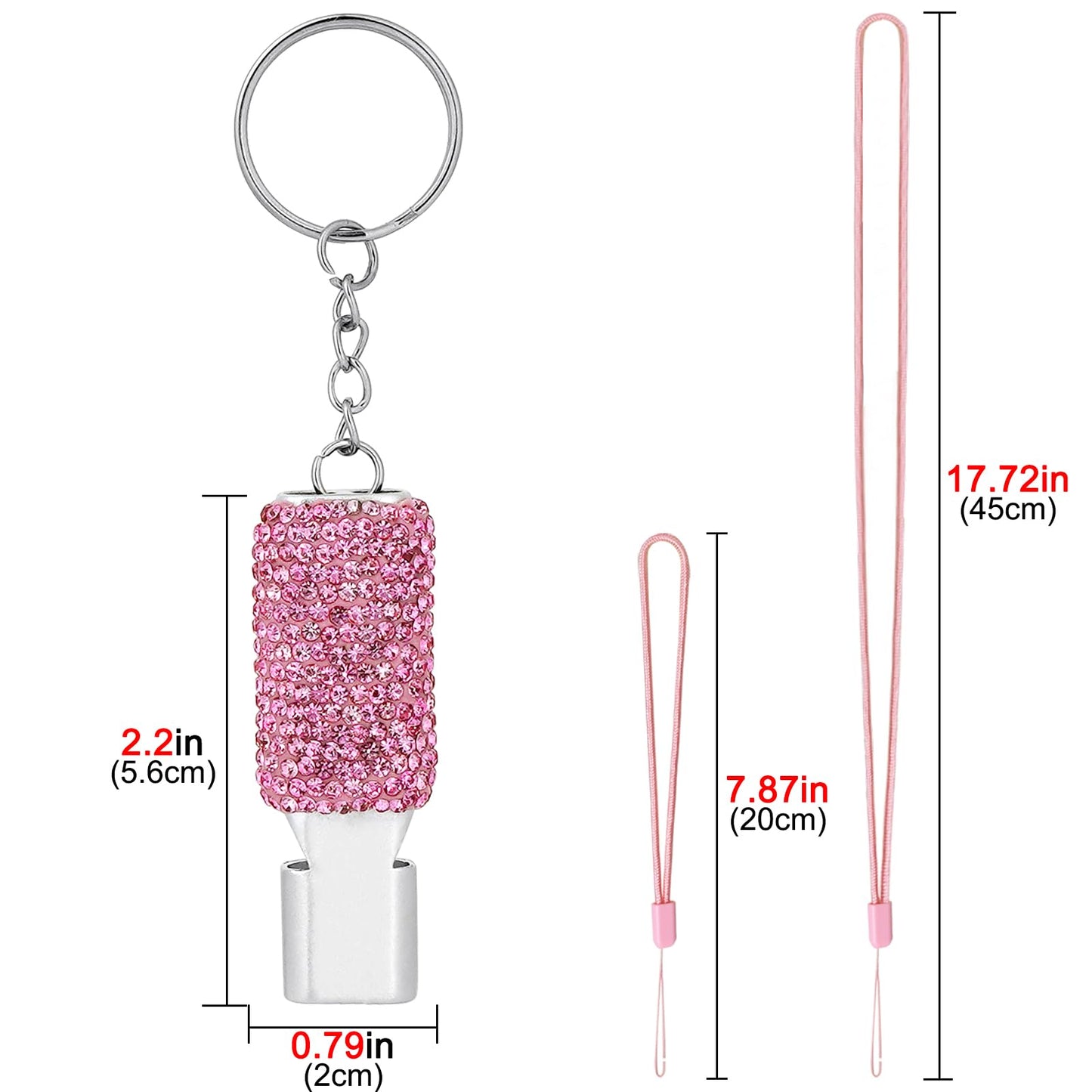Biiange 2 Pack Bling Pink Whistle, Whistle for Coaches with Lanyard, Coaches Referee Sports Whistles, Loud Metal Sports for Coachess, Referees, and Hikers (Pink)