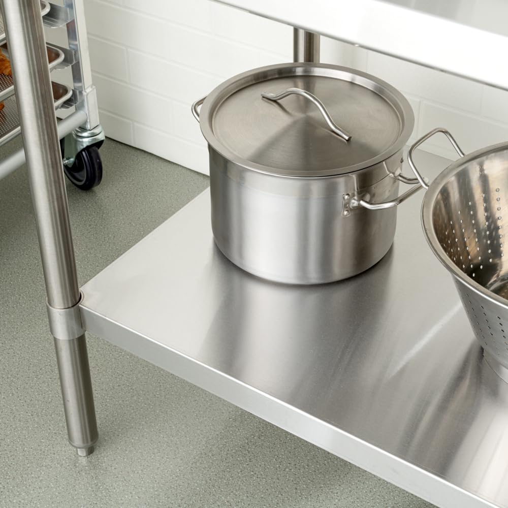 Restaurantware-Kitchen Tek 60x30 Inch Stainless Steel Table,1 Commercial Work Table - Galvanized Legs & Undershelf,Adjustable Feet,Stainless Steel 304 Metal Table,Great For Food Prep,For Home Or Hotel