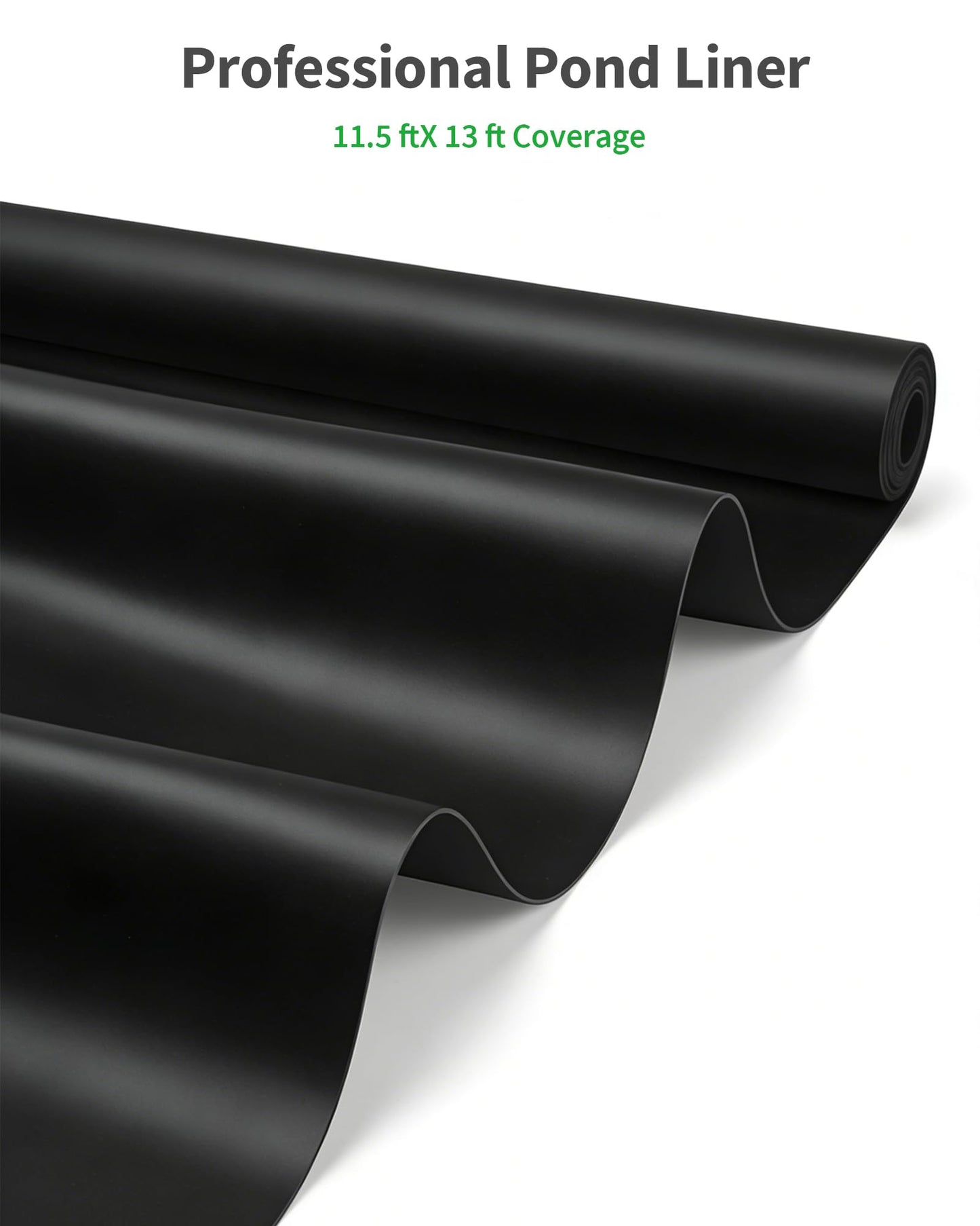 POPOSOAP Pond Liner, Mil Fish Pond EPDM Liner, U-V Resistant Preformed Garden Pond Liners for Outdoor Ponds, Koi Ponds, Garden Fountain, Waterfalls 11.5 x 13 FT 45Mil