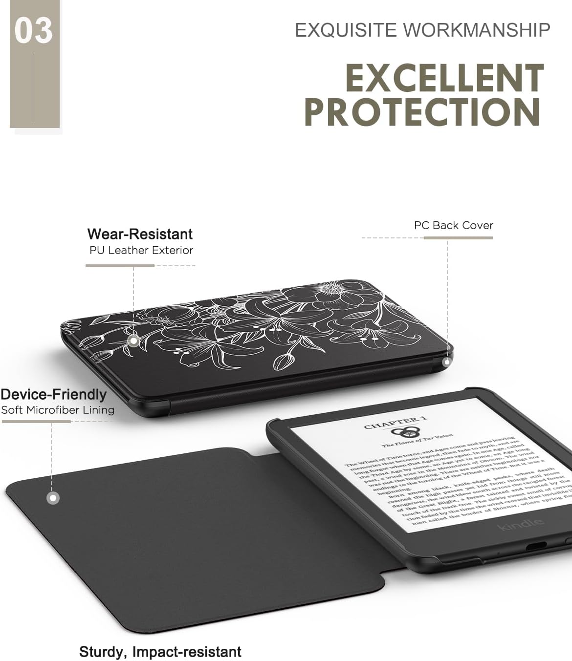 MoKo 6" (11th Generation-2024 2024/2022 11th Case Fits All-New E-Reader Release), Lightweight Shell Cover with Auto