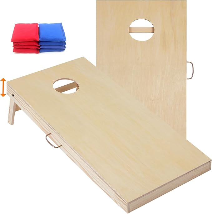 Cornhole Set 4'x2' Cornhole Board Sets with Bags Regulation Size, Corn Hole Games for Adults Outdoor Bean Bag Toss Game, Solid Wood