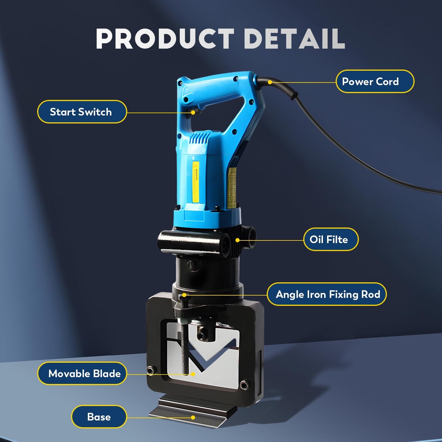CGOLDENWALL 1600W Hydraulic Angle Iron Steel Cutter Electric Hydraulic Angle Iron Steel Cutting Tool Cutting Machine for Stainless Steel Angle Steel Angle Iron CE&ROHS Certificate 110V