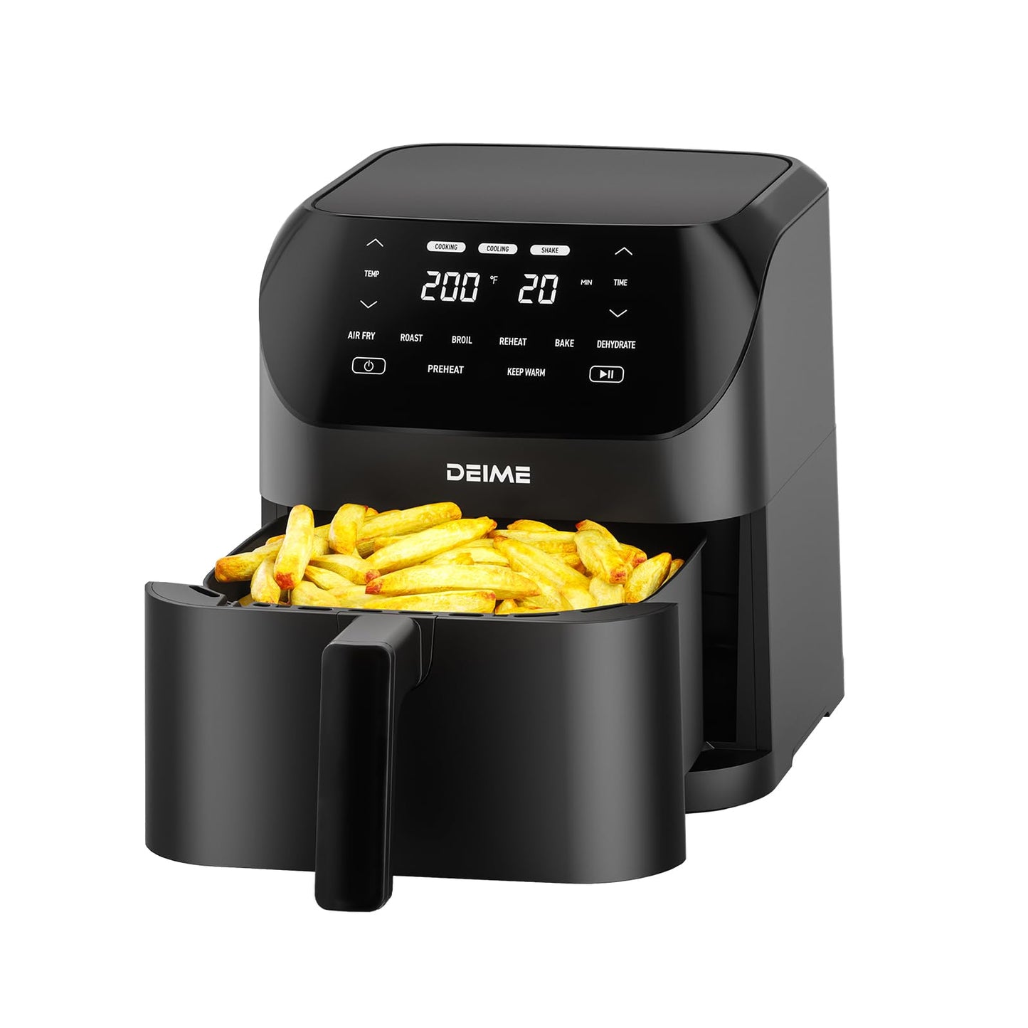 Air Fryer 6.2 QT Large Capacity Oilless Hot Air Fryers Oven 1500W Healthy Cooker with 8 Presets, Digital LCD Touch Screen, Non-Stick Basket, Included Recipe (Black-M)