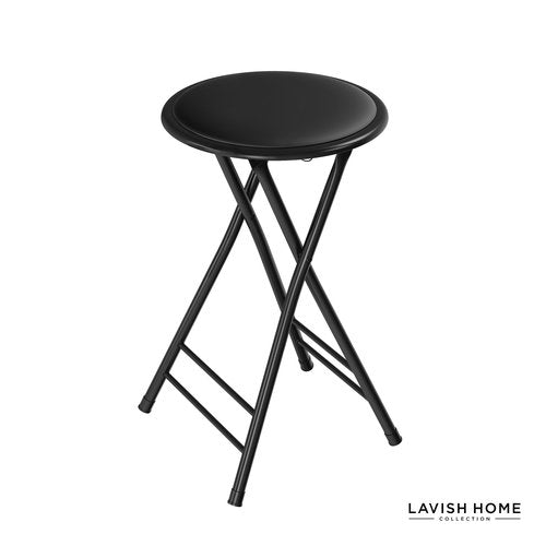 Lavish Home Folding Stool - Backless 24-Inch Stool with 225lb Capacity for Kitchen or Rec Room - Portable Indoor Counter Bar Stools (Black)