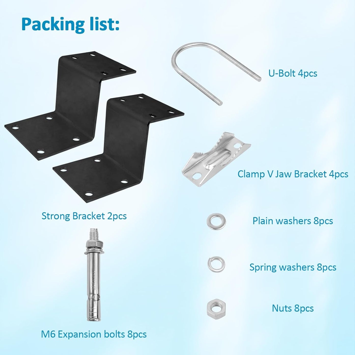 2 Sets XRDS-RF Antenna Mount Kits - Black-Coated Pole Mount Bracket with Double U-Bolts Clamp V Jaw Bracket for Outside