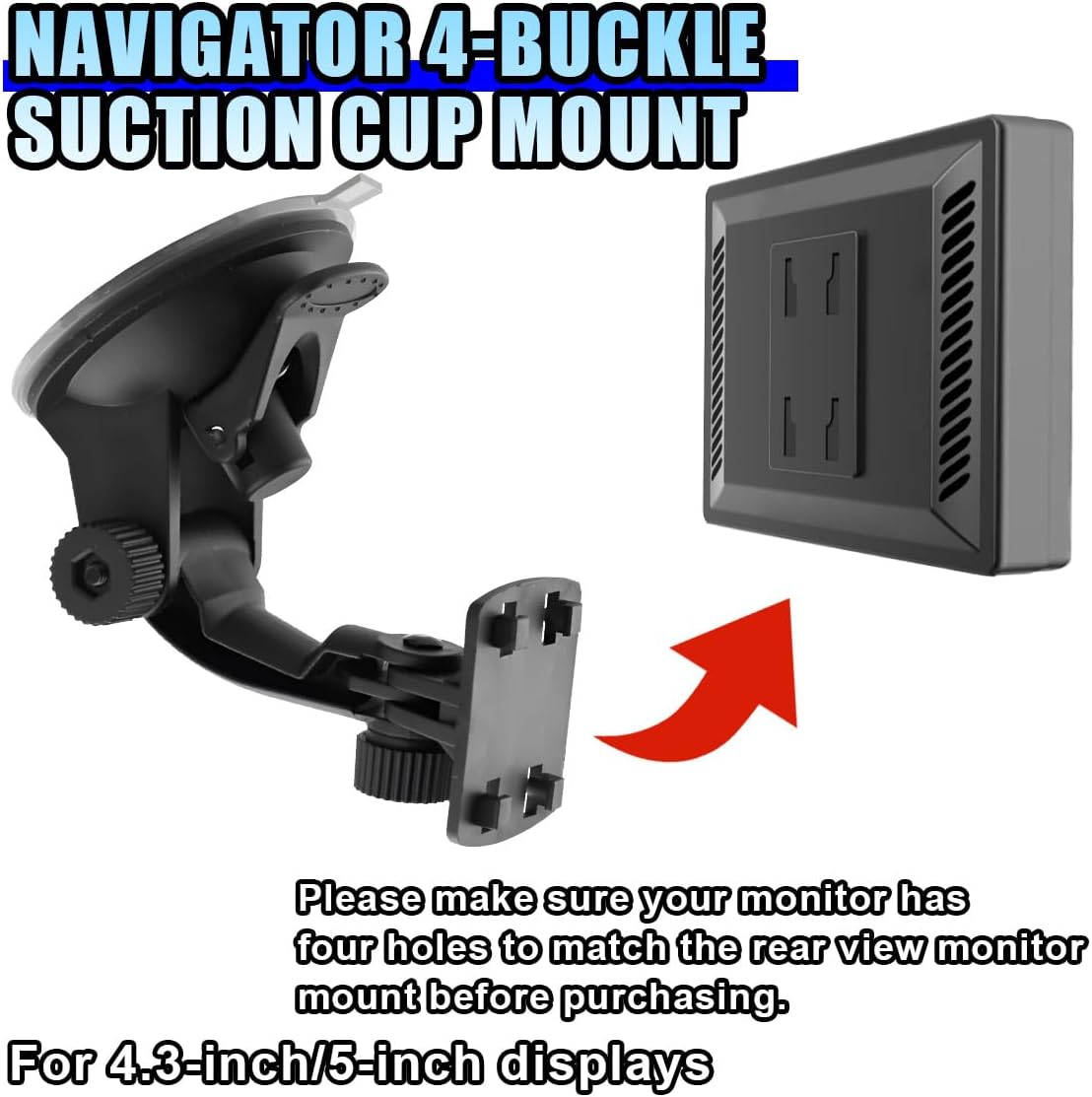 DUSCOKE 4.3"/5" (1PC) Windshield Mount for Backup Camera Display Monitor - Rear View Camera Screen Mounting Bracket