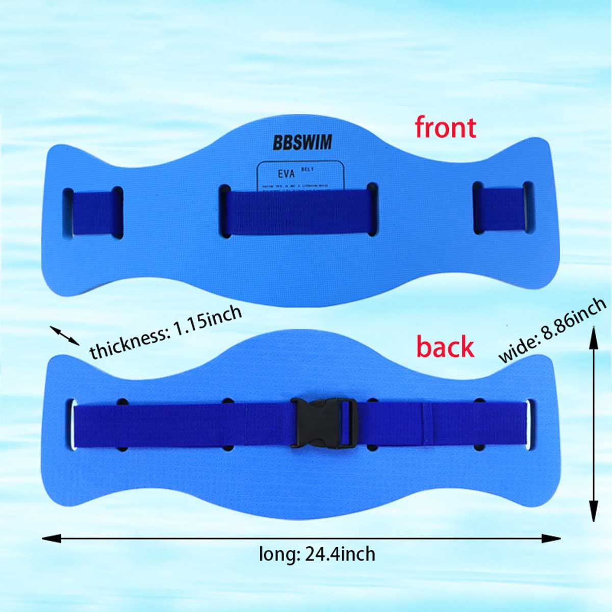 EVA Swimming Floatation Exercise Belt, Adjustable Swim Training Equipment Belt Outdoor Swim Training Tools for Adult and Kids (Size M - Blue - 1PC)