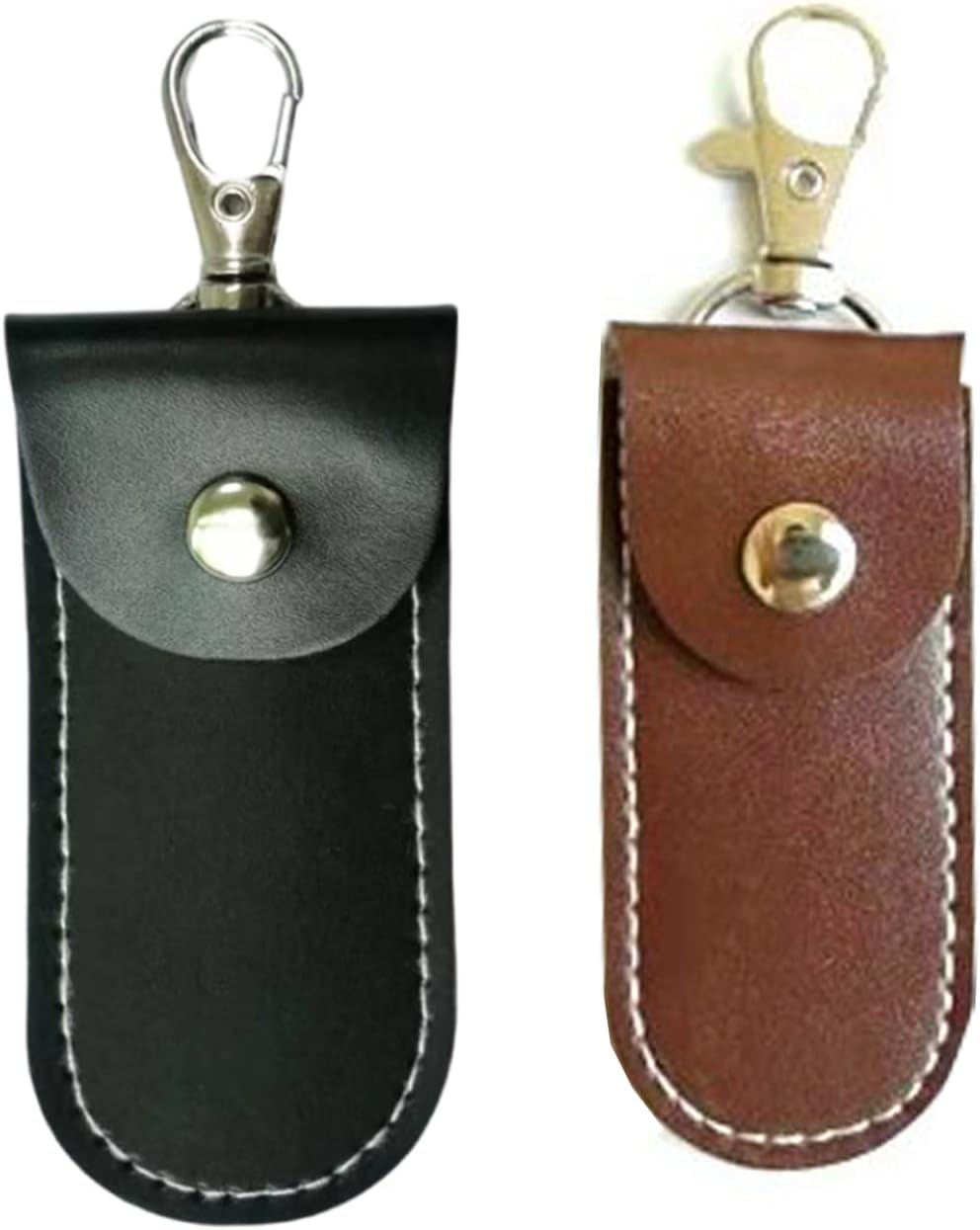 MUZZIOU 2 Anti Lost USB Flash Drive Leather Holder, Pcs Leather USB Protective Case for Alloy Shark Buckle Lightweight