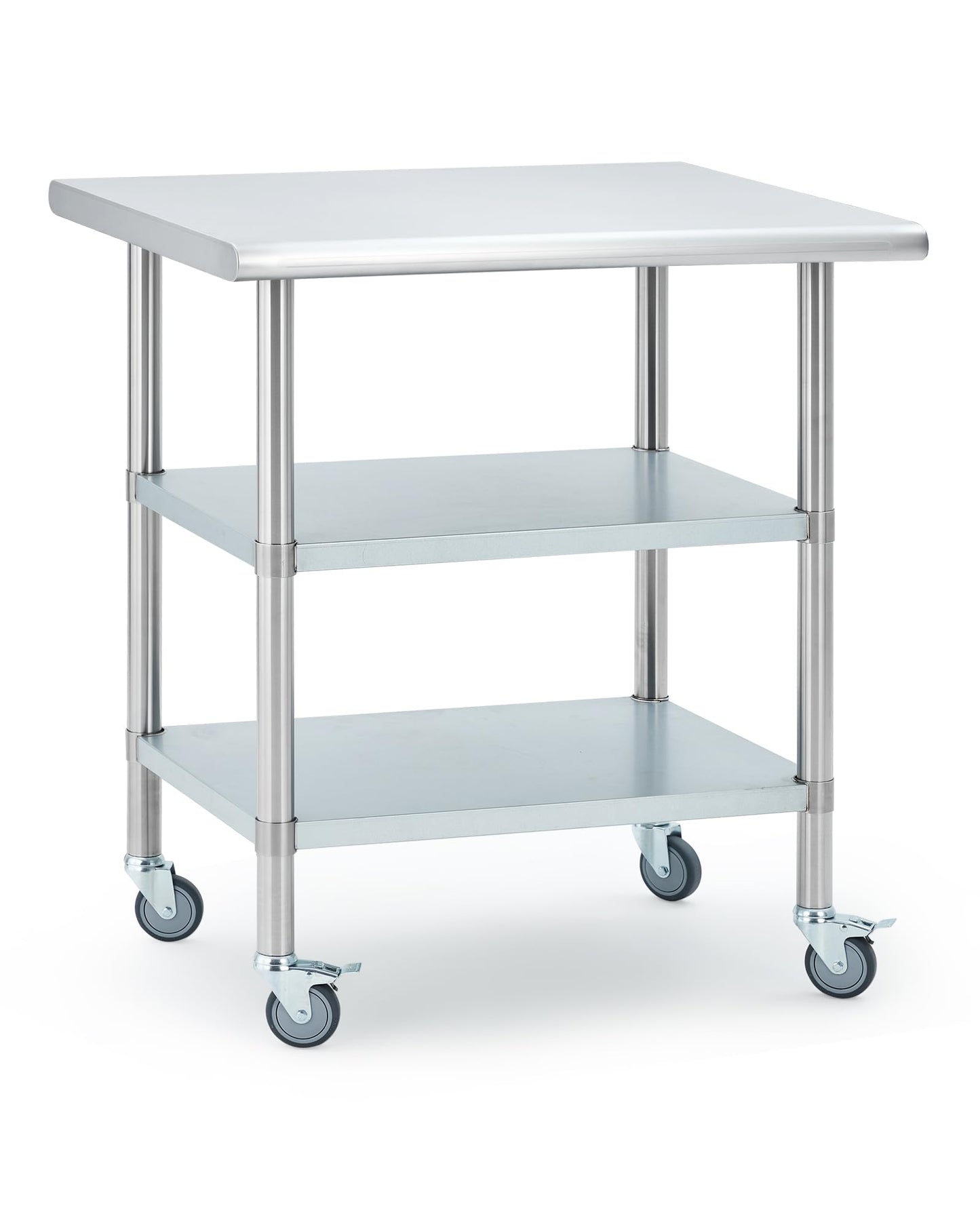 Garvee Stainless Steel Table for Prep & Work, 24x30x34 Inch Commercial Kitchen Worktable with 4 Caster Wheels & 2 Adjustable Under Shelf, Heavy Duty Metal Food Prep Table for Restaurant Garage Outdoor