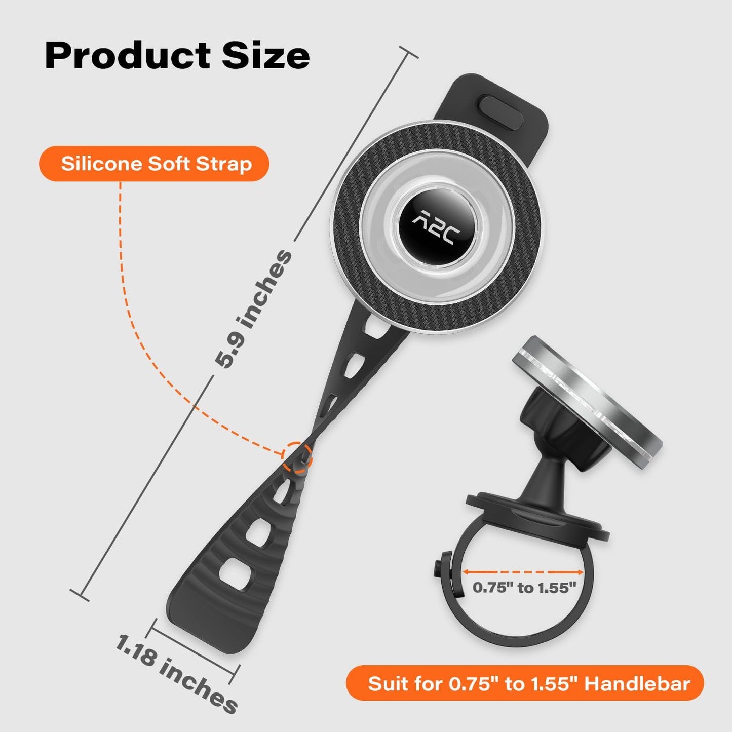 A2C Phone Holder for Peloton Bike, Stroller Phone Holder with Strong Magnets, Adjustable Strap Phone Mount for Shopping
