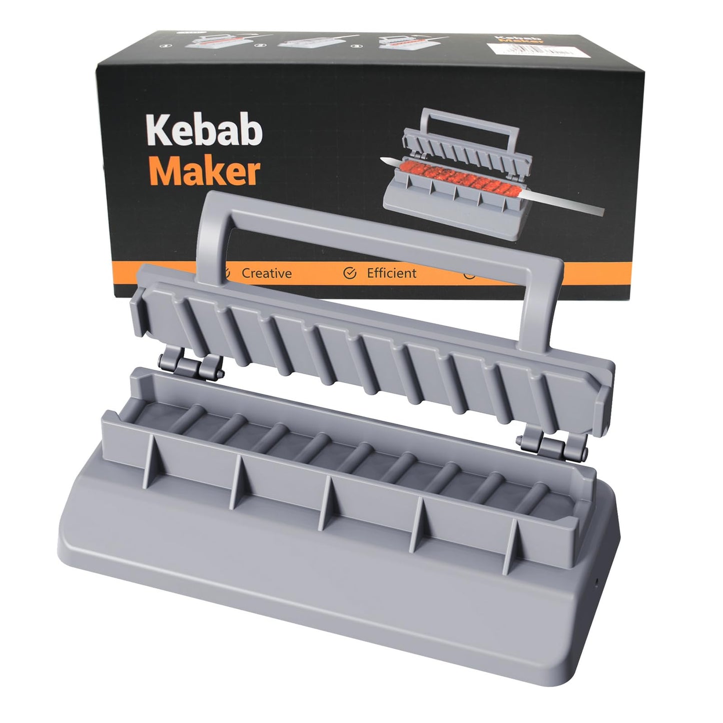 PEOUWNES Large Kebab Maker Press, Gray Plastic Kabab, Manual Kabob Mould, Kabob Maker Barbecue Skewers Form Your Kofta Kebab Like a Traditional Chef Handmade Kebab