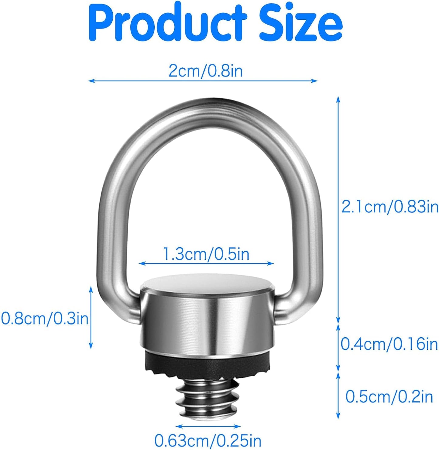 FdcLixuvol 2 Pack 1/4"-20 D Ring Screw, Thread Camera Aluminum Alloy Fixing Screw with Rubber Padded Hinged Holder