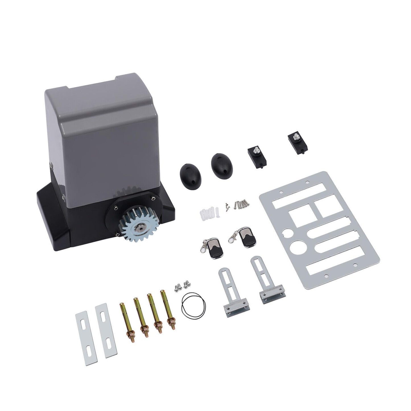 LyeXD 550W Automatic Sliding Gate Opener, 1200kg Heavy Duty Slide Gate Opener with 2 Remote Controls Complete Kit, Electric Opening Chain Drive Rolling Gate Motor for Iron Door (Battery Not Included)