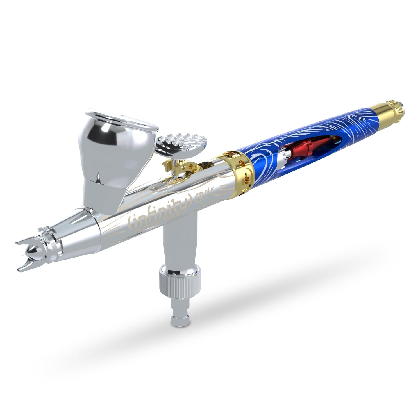 Harder & Steenbeck Airbrush – Giraldez Infinity CRplus MkII – 0.25mm Titanium UberDetail Nozzle – Dual Action Gravity Feed – Acupressure & Clog Control – Detail + 2ml Cups