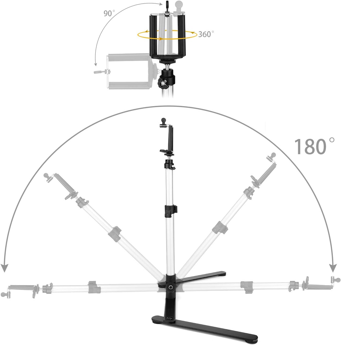 ChromLives Photo Copy Stand Pico Projector Stand with Phone Clamp Overhead Phone Mount Smartphone Compatible Tripod