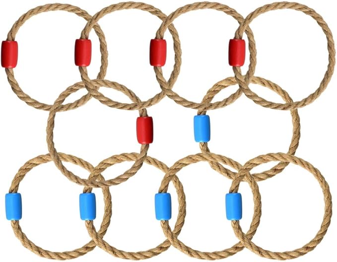 OUTOSS-Rope Toss Ring Replacement Parts (Size-5") for Adults and Kids,Durable Jute Rope Ring Toss Rings for Backyard Ring Toss Game,Outdoor Party Games(Hemp Rope Rings-10Packs)