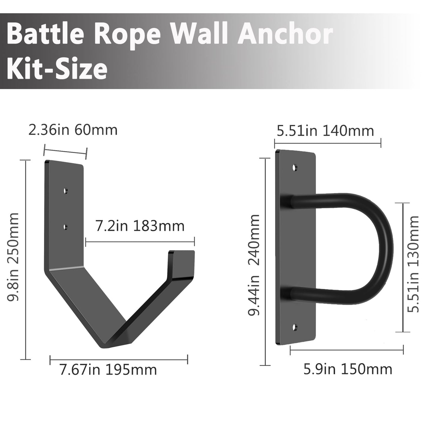Lealan Heavy Duty Battle Rope Wall Anchor Kit with 1 Storage Hook, Wall Mount for Home Gym Training