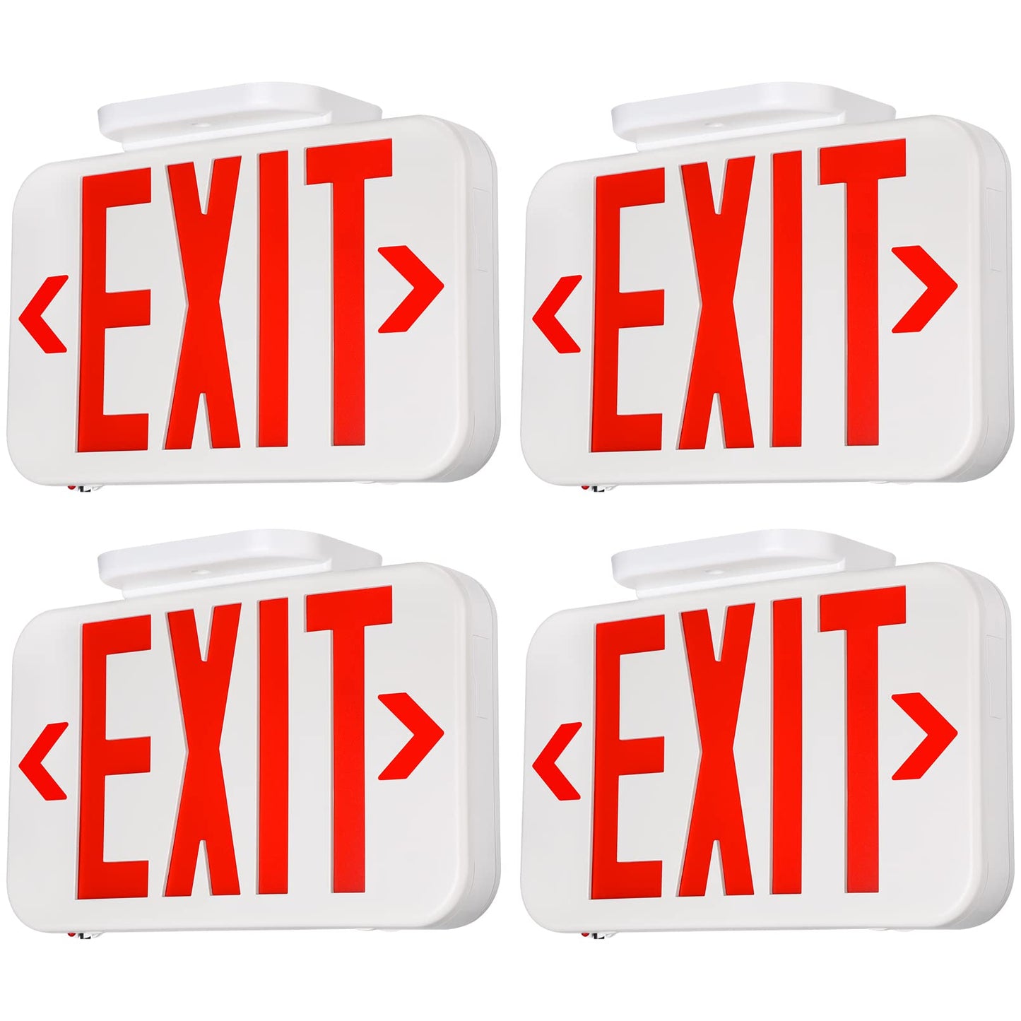 TORCHSTAR LED Exit Sign, Emergency Exit Light with Battery Backup, Double Face, UL 924, AC 120/277V, Damp Location, Hardwired Red Letter Exit Lights for Business Indoor, Pack of 4