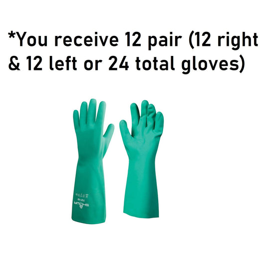 SHOWA Nitrile Gloves Large | Chemical Resistant | Unlined | 13 Inches Length | 12 Pairs, Pack of 12