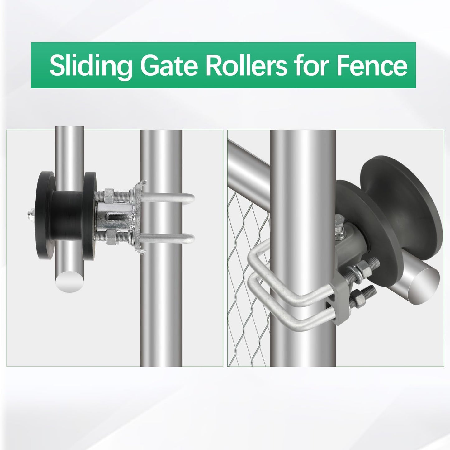 Wmebee 4 Pack Nylon Cantilever Rollers 2" Gate Frames, 4" Square Post Chain Link Fence Parts, Cantilevered Rail Fence Gate Kit