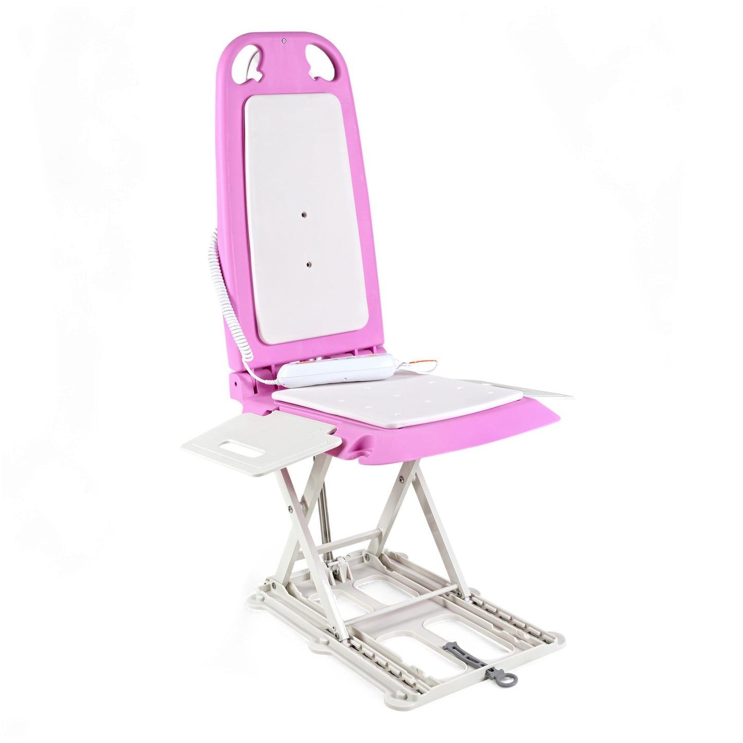 SuperHandy Portable Floor & Bath Lift - EVA Cushion, 26V 51.8Wh Battery, Lightweight 19 lbs, Foldable, 330 lb Capacity, IP68 Waterproof Lift for Seniors, Ergonomic Seat with Removable Panels (Pink)