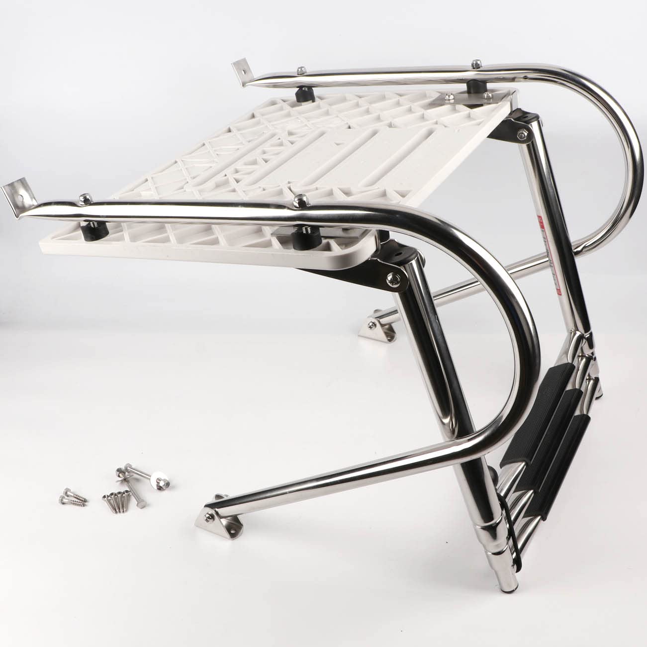 FUTURUP Boat Universal Swim Fiberglass Platform Under Mount Telescopic Ladder with 2 Handrails, 3 Step in/Outboard (Adjustable Installation Angle)