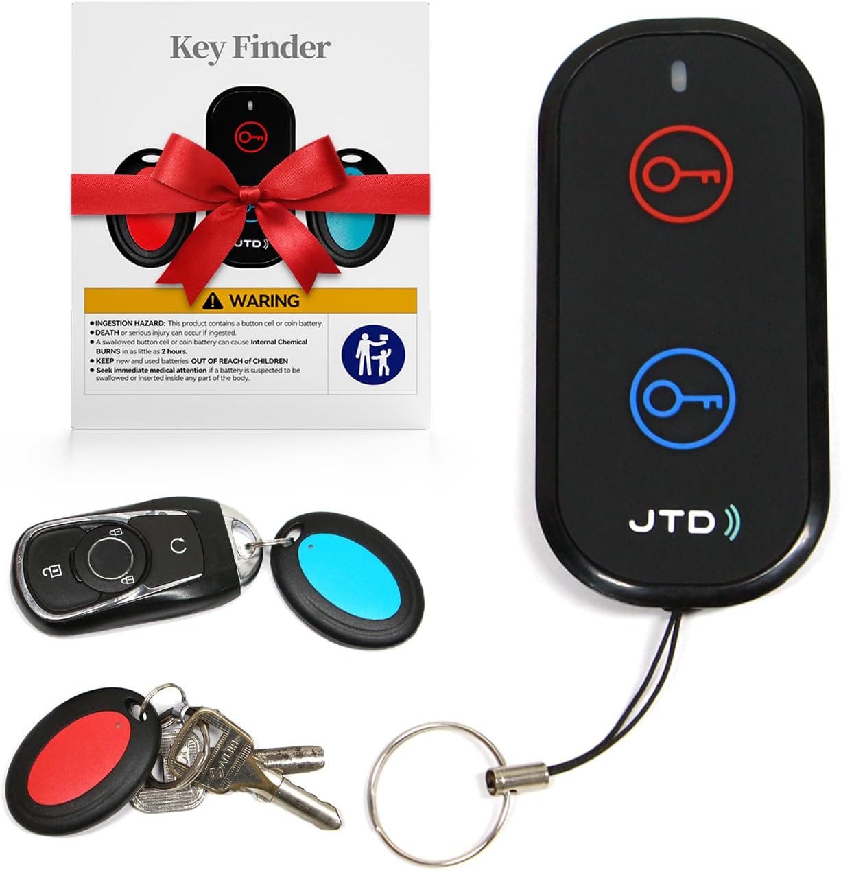 JTD 2 1 Keychain,85dB 131ft Key Finder Locator with Sound, Remote Finder - Receivers, Car Tracker Loud, Range Tracker