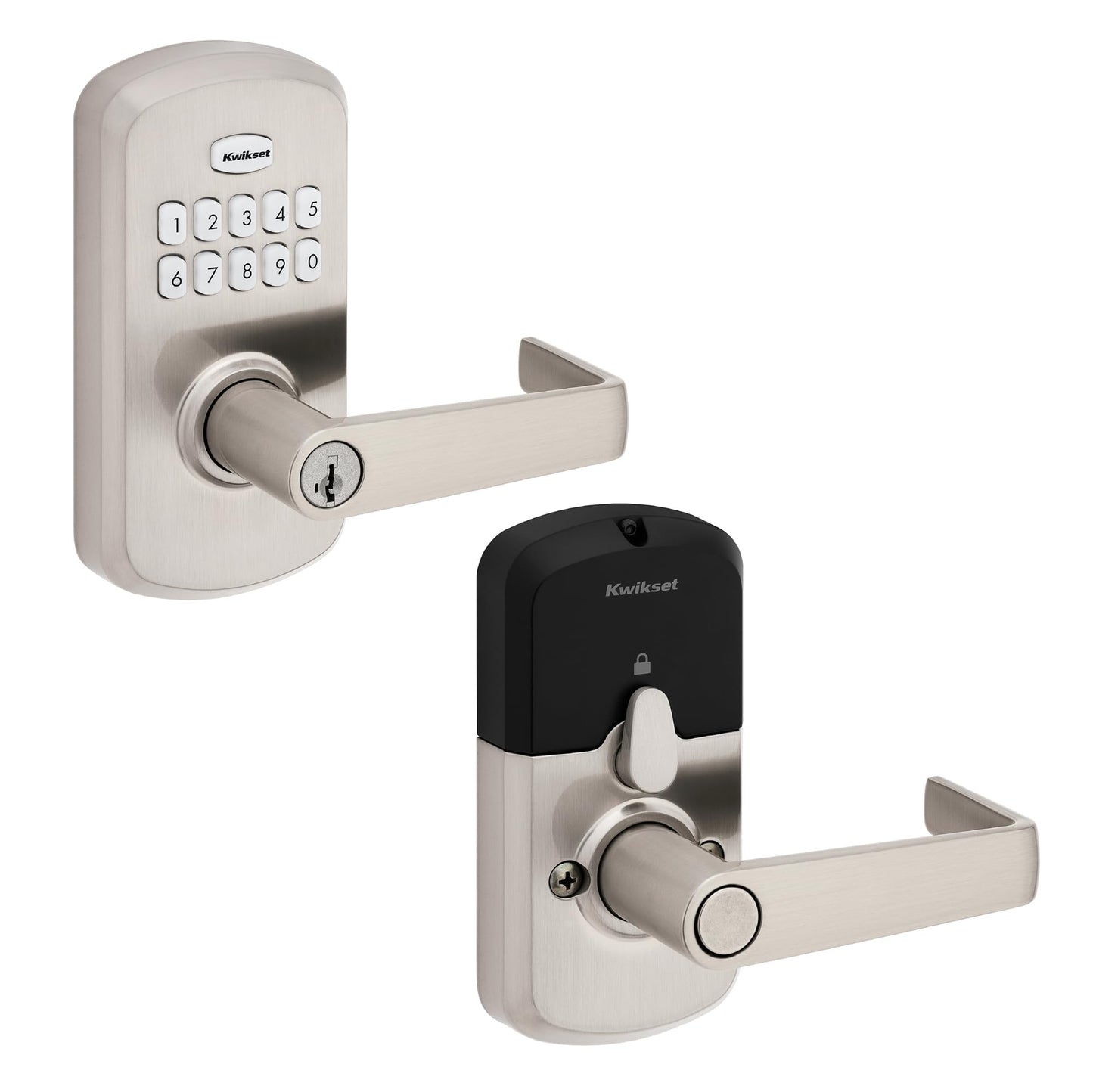 Kwikset SmartCode 955 Light Commercial 10-Button Keypad Satin Nickel Electronic Kingston Lever, Featuring Convenient Keyless Entry, 3-Year Battery Life and High Traffic Durability