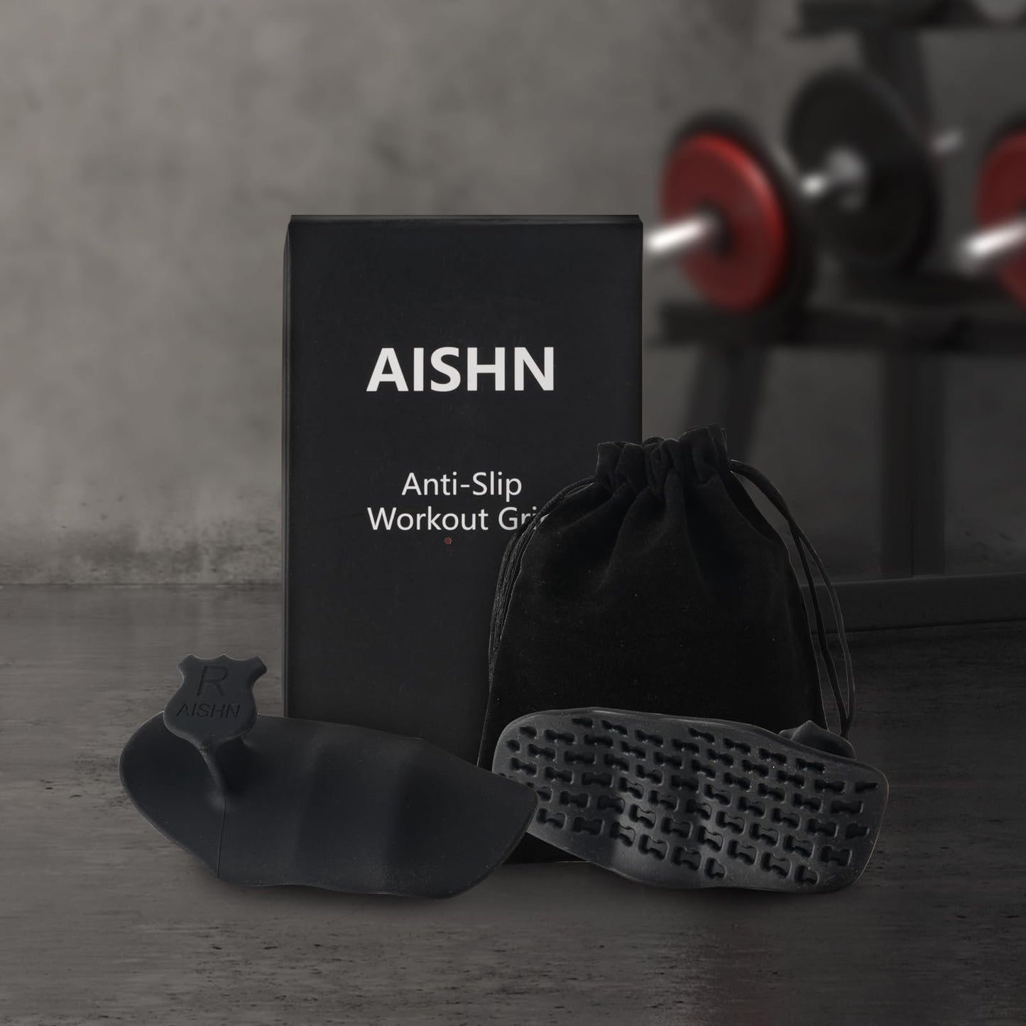 AISHN 2 pcs Anti-Slip Silicone Rypt Grips for Men & Women, Hand Grip Gryp Weight Grip for Deadlifts Pull-Ups, Gym Grips, Lifting Grips for Weight Lifting, Heavy Stuff Carrier Large Black