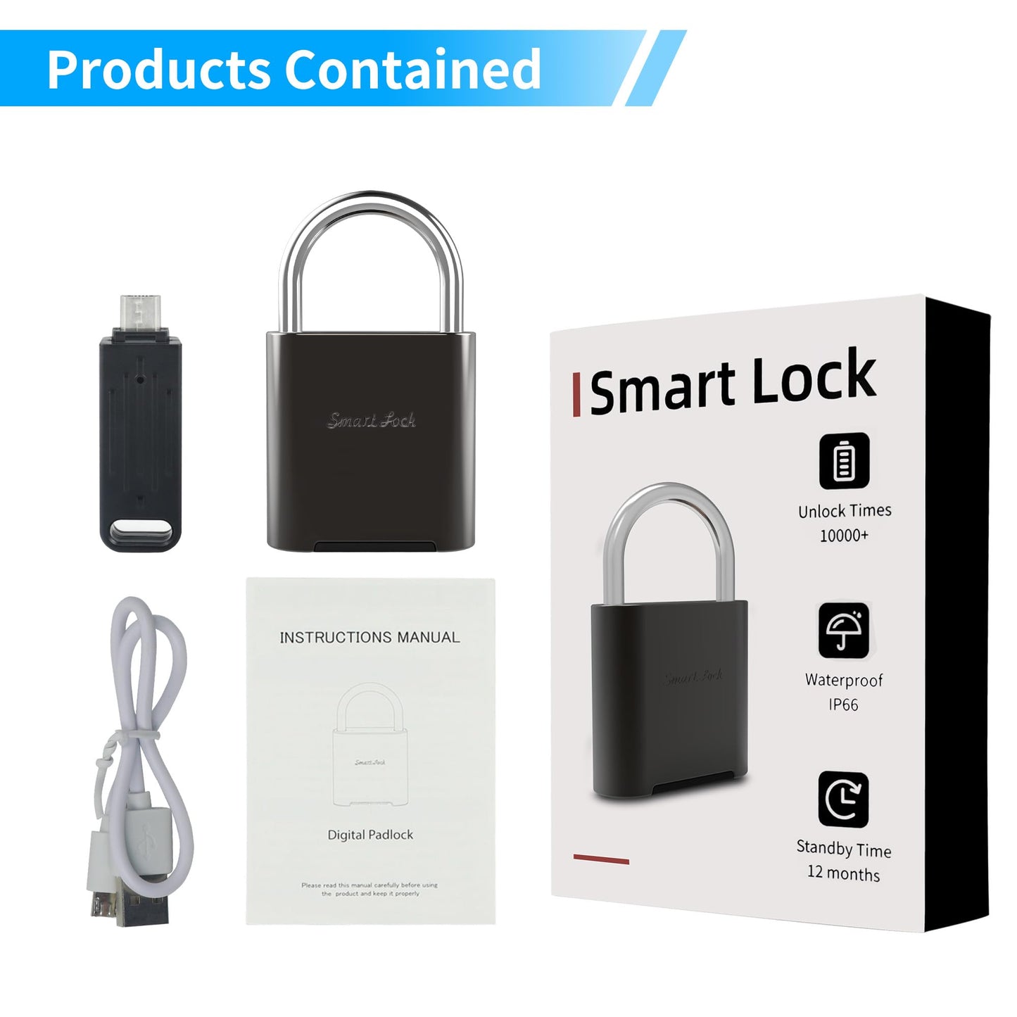 KENRONE Biometric Fingerprint Padlock, IP66 Waterproof Smart Gym Locker Lock for Athletes, Students, Swimmers, School Lockers, Swimming Pools & Sports Grounds