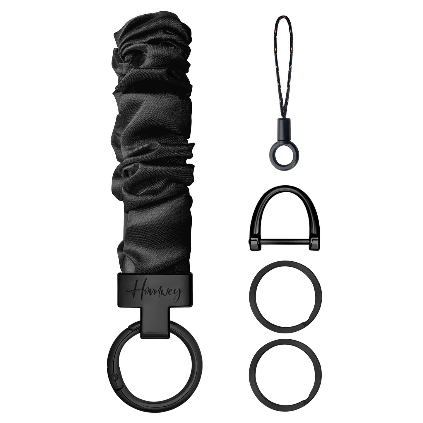 Hovmwey Stretchy Scrunchie Keychain Wristlet, Cute Key Chain Wrist Lanyard Strap for Women Men Car Keys ID Badges Wallet