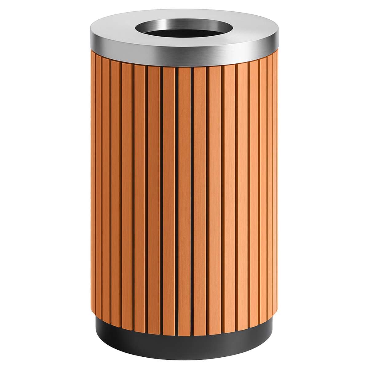 Zedfire 17 Gallon Round Outdoor Trash Can - Heavy Duty Steel & Wood Composite Commercial Decorative Garbage Bin with Open Lid, Durable Park, Retail & Transit Waste Container
