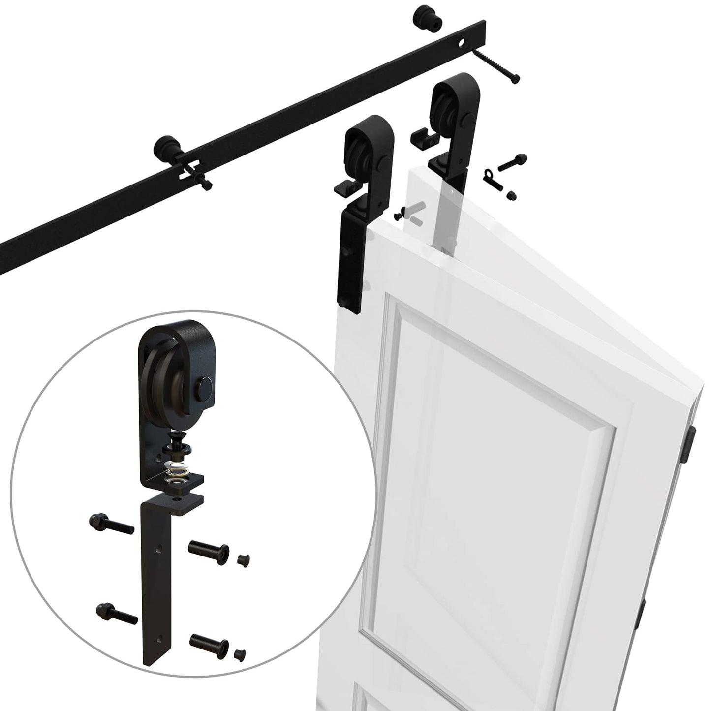 CCJH 5.5FT/68'' Bi-Folding Barn Door Hardware Sliding Track kit Heavy Duty for 4 Doors(No Wood Door，Hardwware Only)