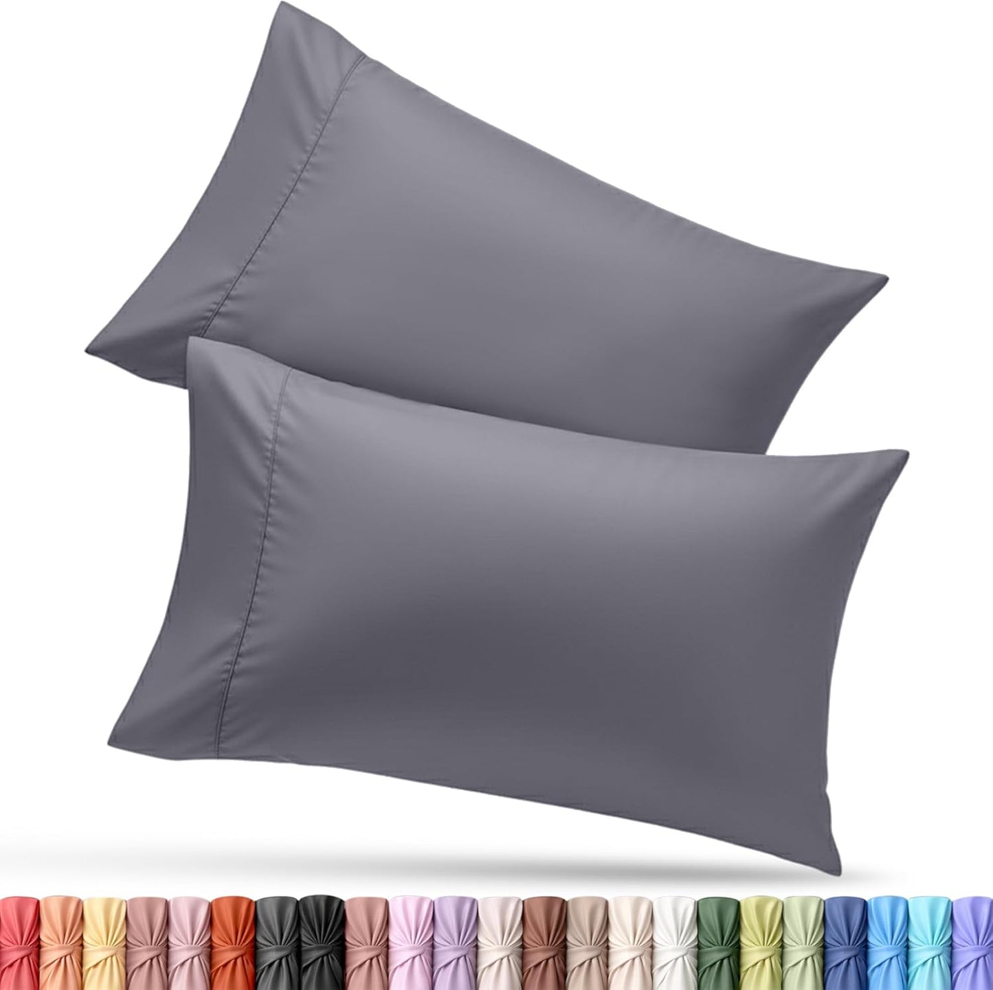 Utopia Bedding King Pillow Cases - 2 Pack | Soft Brushed Microfiber, Fade Resistant | 20 X 40 Inches, Grey