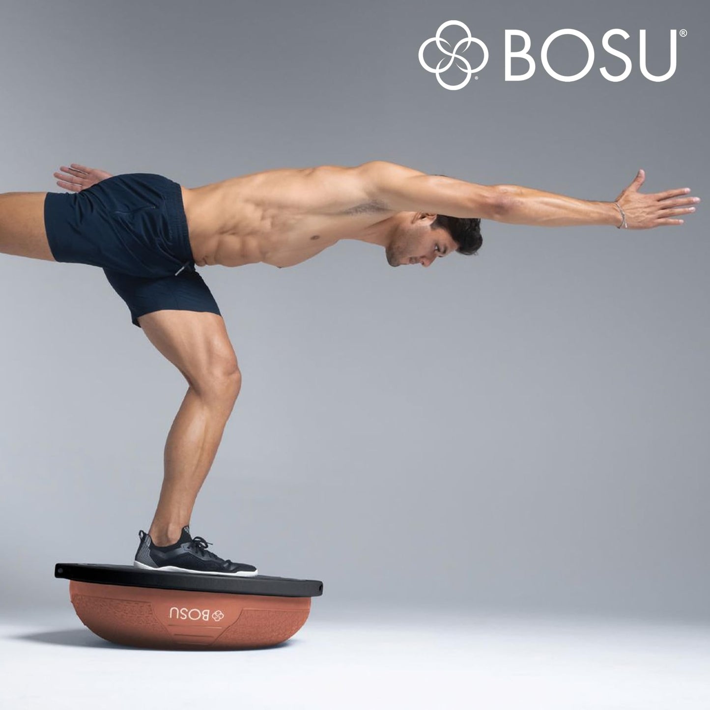 Bosu NEXGEN Balance Strength Trainer, Multi-Functional 26" Exercise Ball, Home Gym Equipment for Full Body Workouts, Rose Gold with Gray Rim